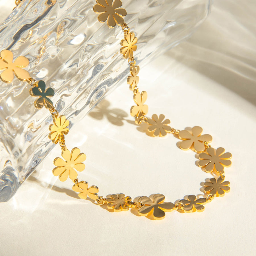 18K Gold-Plated Flower Necklace Gold / One Size Apparel and Accessories