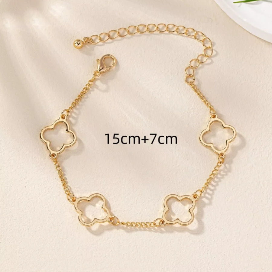 18K Gold-Plated Four Leaf Clover Bracelet Gold / One Size Apparel and Accessories