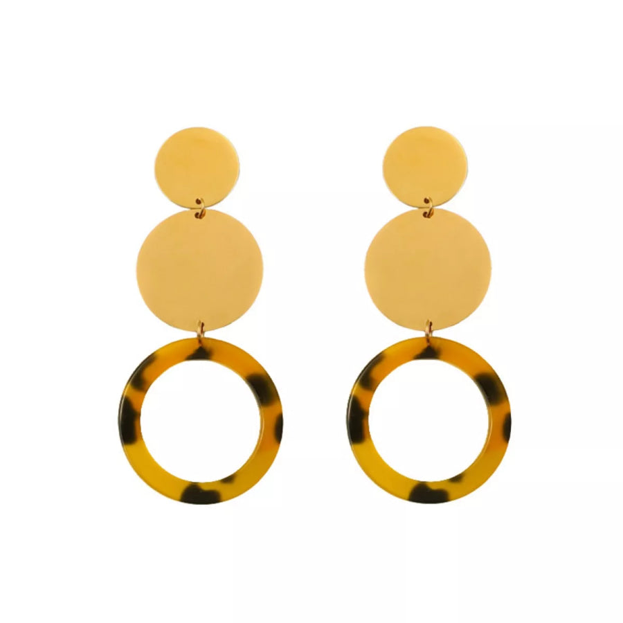 18K Gold-Plated Geometric Circle Dangle Earrings Apparel and Accessories