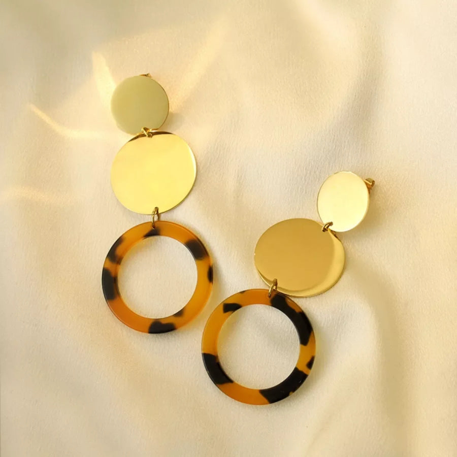 18K Gold-Plated Geometric Circle Dangle Earrings Apparel and Accessories