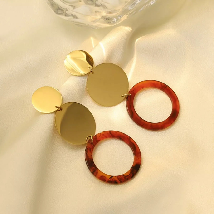18K Gold-Plated Geometric Circle Dangle Earrings Apparel and Accessories
