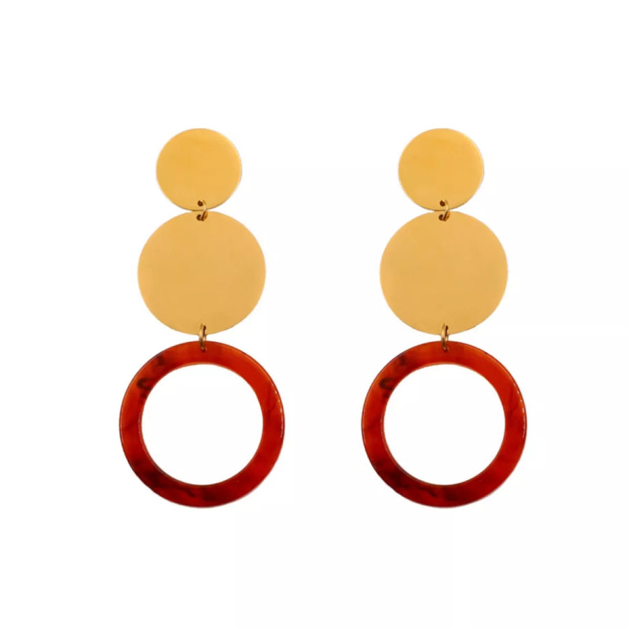 18K Gold-Plated Geometric Circle Dangle Earrings Apparel and Accessories