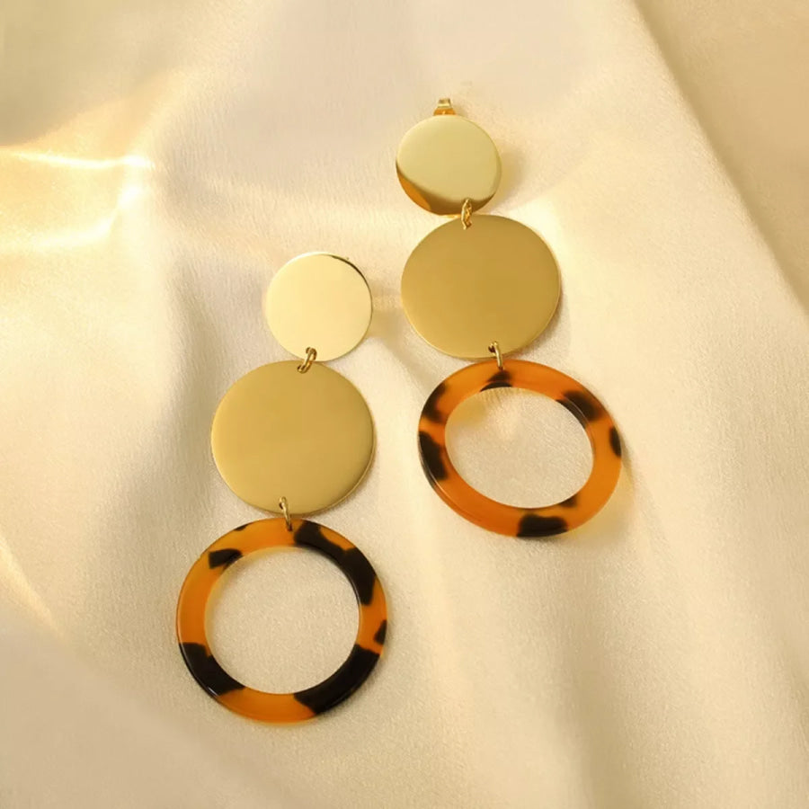 18K Gold-Plated Geometric Circle Dangle Earrings Gold / onesize Apparel and Accessories