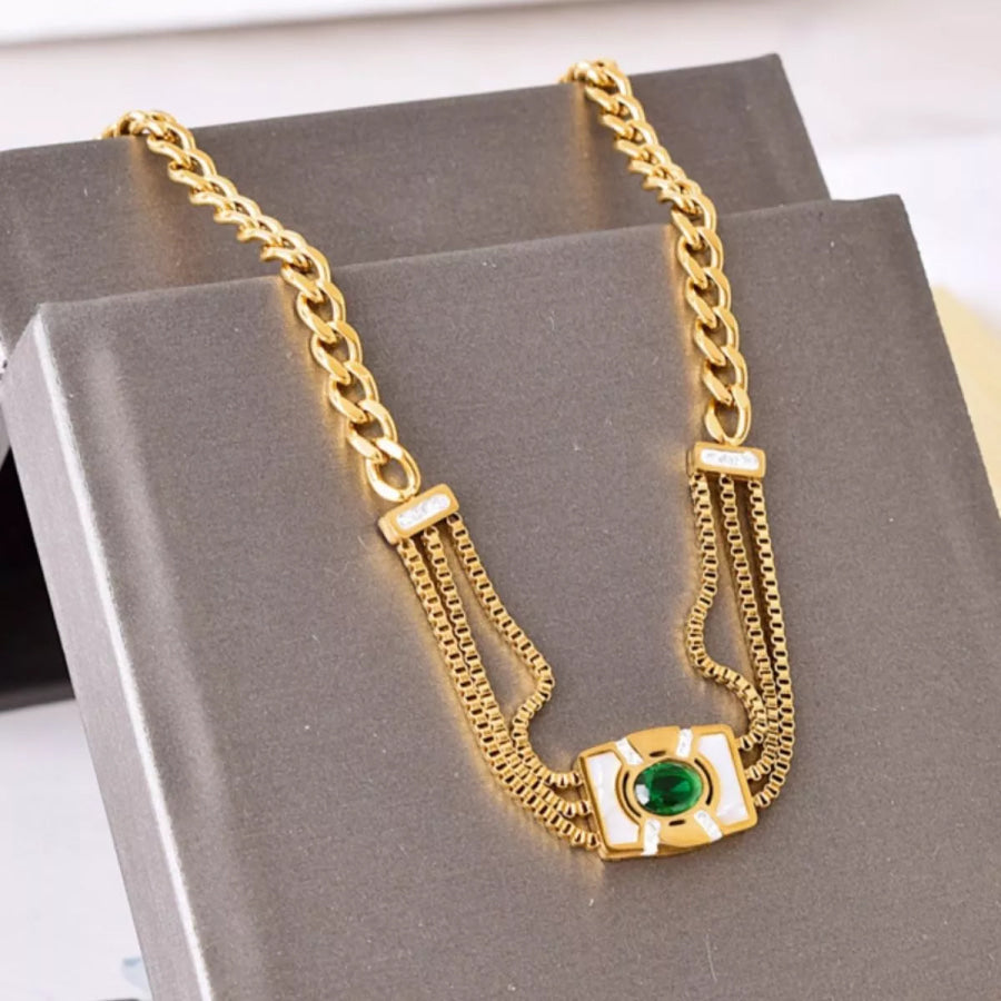 18K Gold-Plated Geometric Necklace Gold / onesize Apparel and Accessories