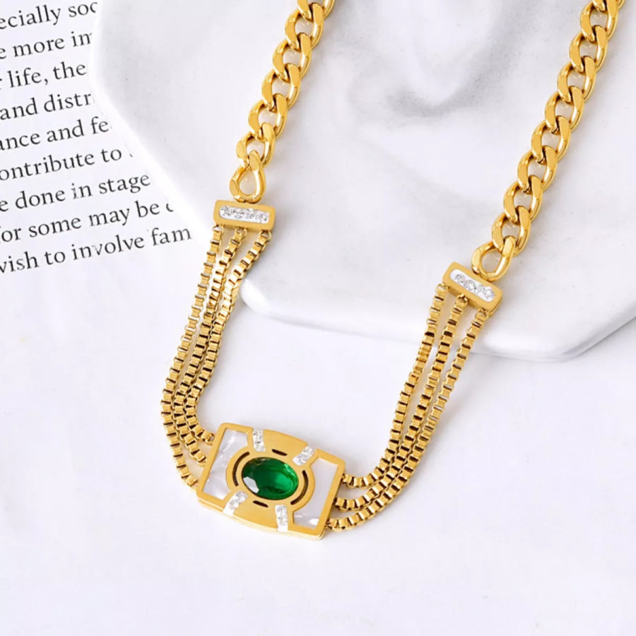 18K Gold-Plated Geometric Necklace Gold / onesize Apparel and Accessories