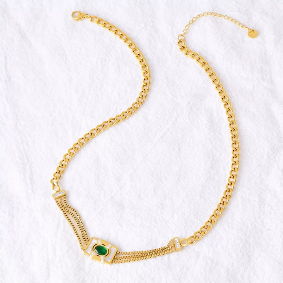 18K Gold-Plated Geometric Necklace Gold / onesize Apparel and Accessories