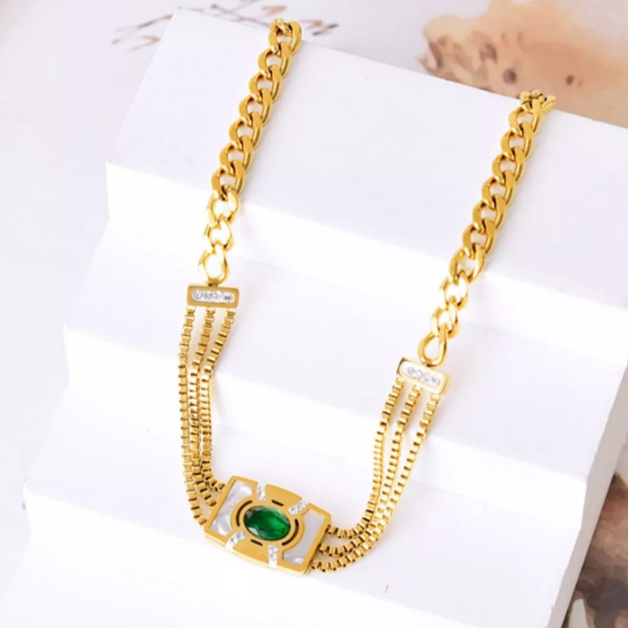 18K Gold-Plated Geometric Necklace Gold / onesize Apparel and Accessories