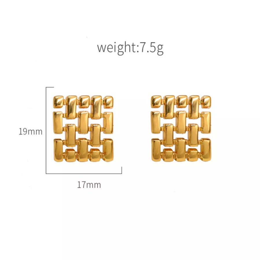18K Gold-Plated Geometric Stud Earrings Gold / One Size Apparel and Accessories