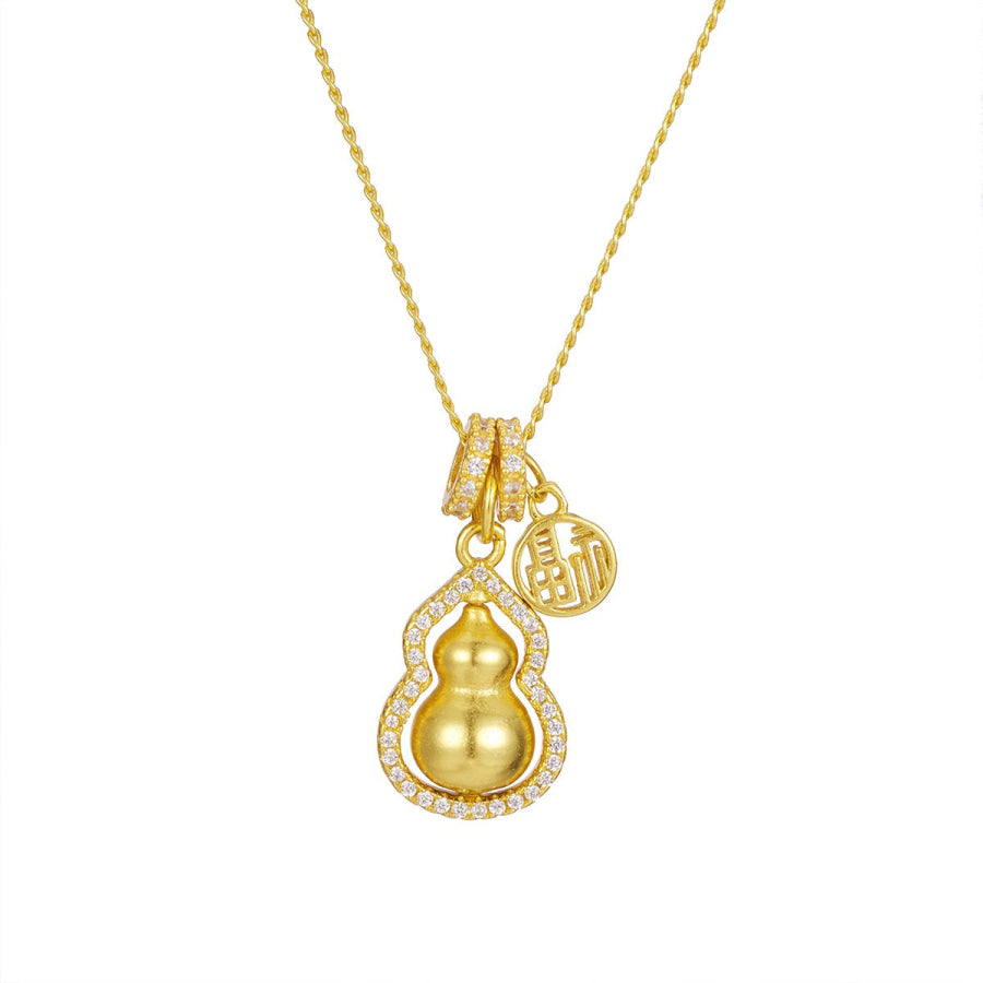 18K Gold-Plated Gourd Pendant Necklace Gold / One Size Apparel and Accessories