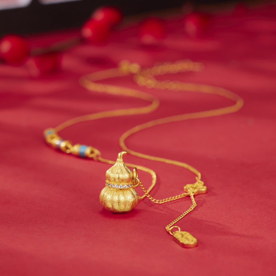 18K Gold-Plated Gourd Pendant Necklace Gold / One Size Apparel and Accessories