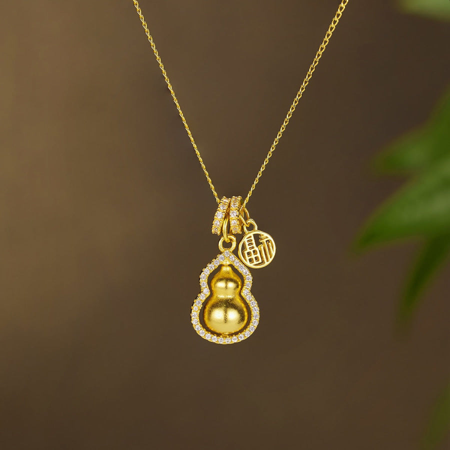 18K Gold-Plated Gourd Pendant Necklace Gold / One Size Apparel and Accessories