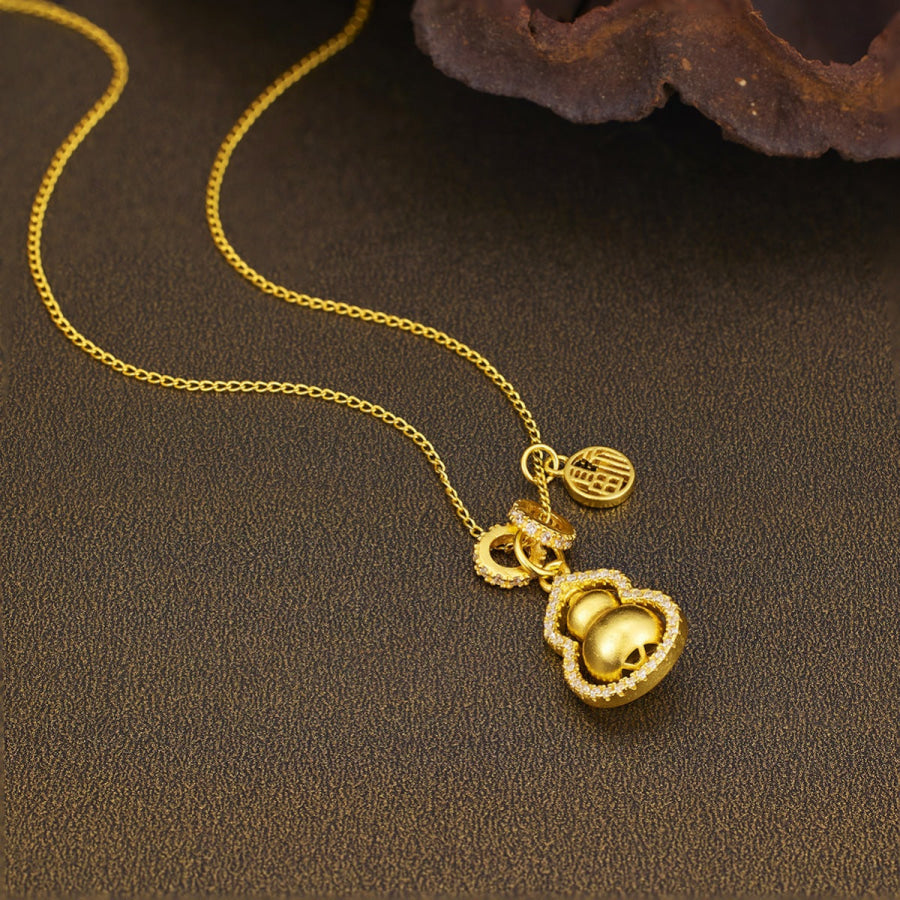 18K Gold-Plated Gourd Pendant Necklace Gold / One Size Apparel and Accessories