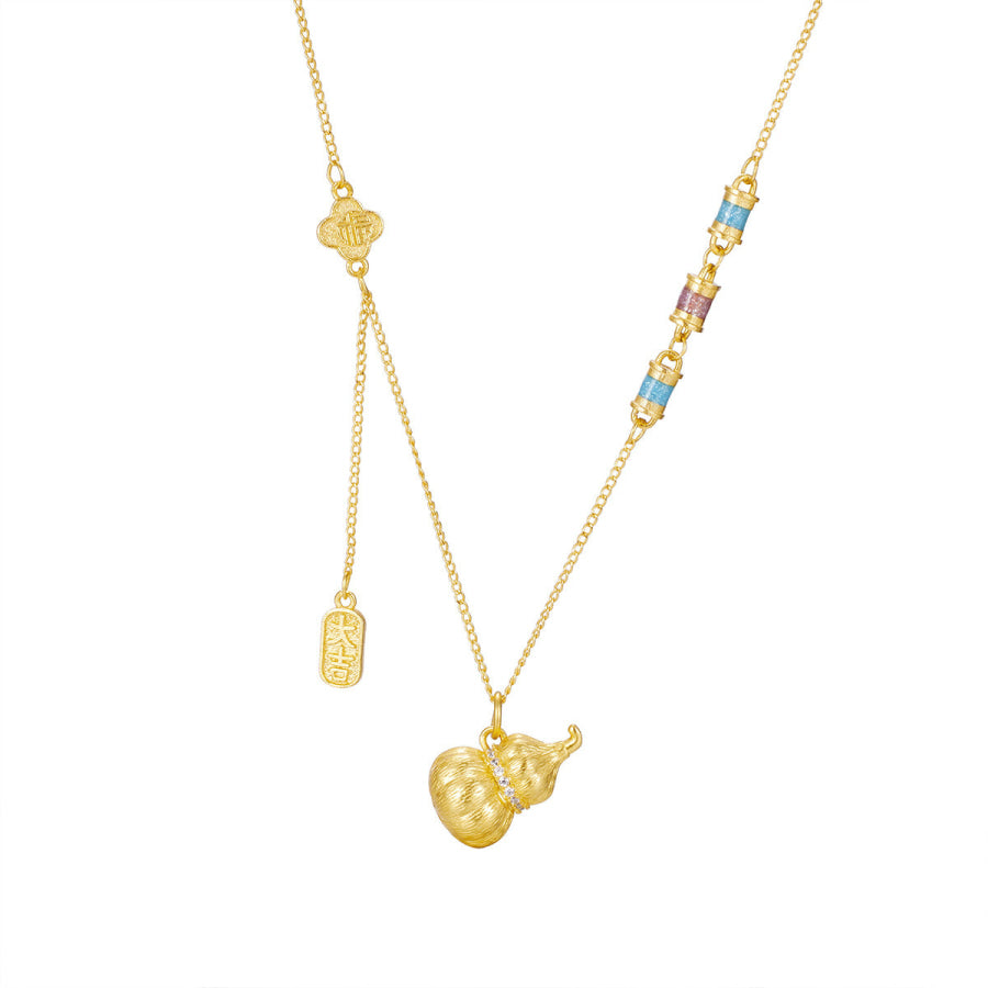 18K Gold-Plated Gourd Pendant Necklace Gold / One Size Apparel and Accessories