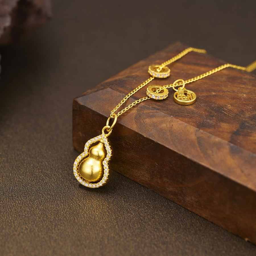 18K Gold-Plated Gourd Pendant Necklace Gold / One Size Apparel and Accessories