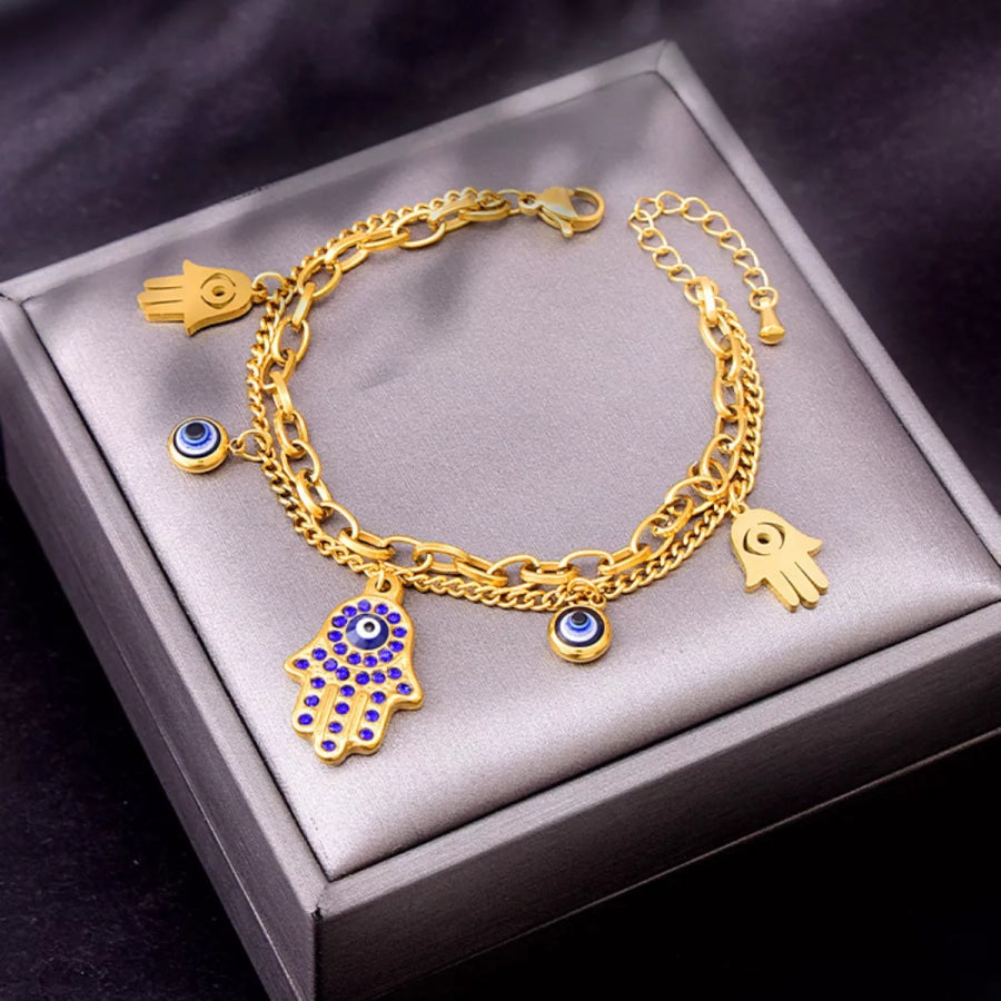 18K Gold-Plated Hand Charm Jewelry Set Gold / One Size Apparel and Accessories