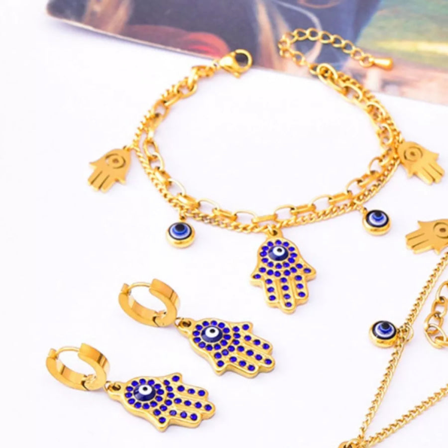 18K Gold-Plated Hand Charm Jewelry Set Gold / One Size Apparel and Accessories