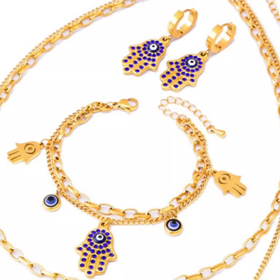 18K Gold-Plated Hand Charm Jewelry Set Gold / One Size Apparel and Accessories