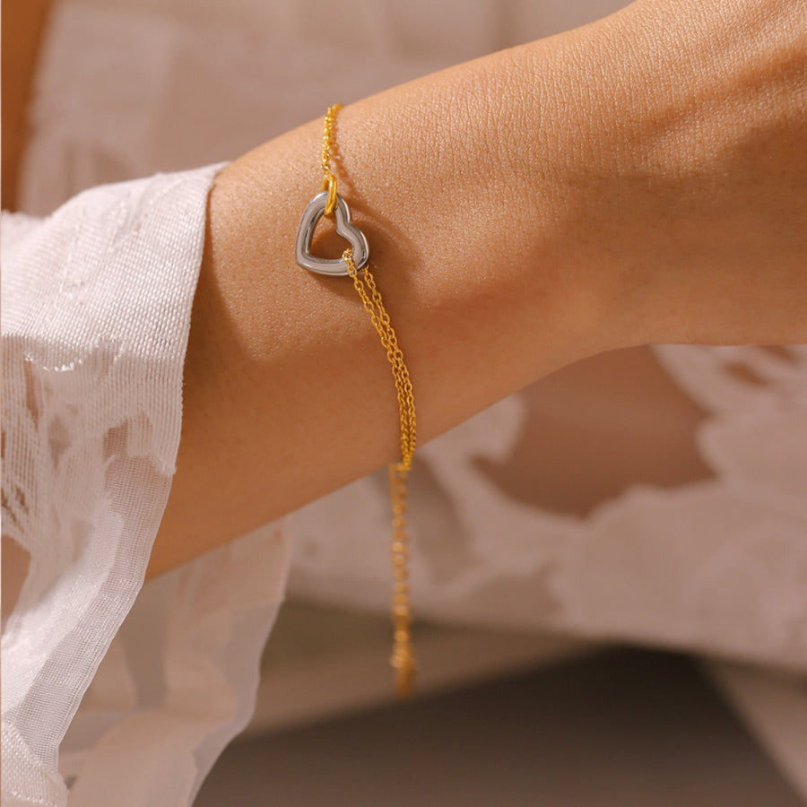 18K Gold-Plated Heart Bracelet Gold / One Size Apparel and Accessories