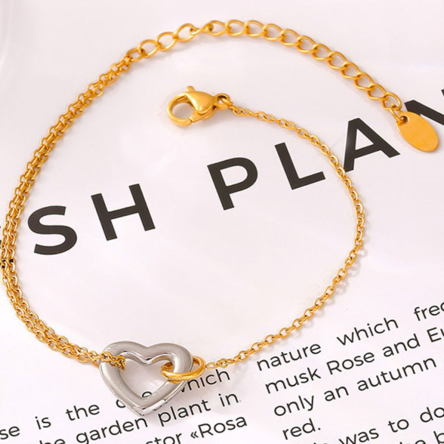 18K Gold-Plated Heart Bracelet Gold / One Size Apparel and Accessories