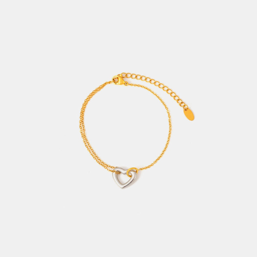 18K Gold-Plated Heart Bracelet Gold / One Size Apparel and Accessories