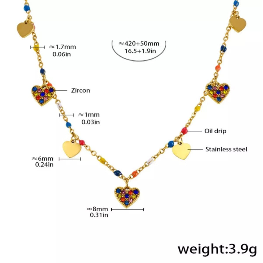 18K Gold-Plated Heart Charm Necklace Gold / One Size Apparel and Accessories