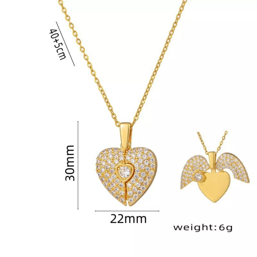 18K Gold-Plated Heart Locket Necklace Gold / ONESIZE Apparel and Accessories