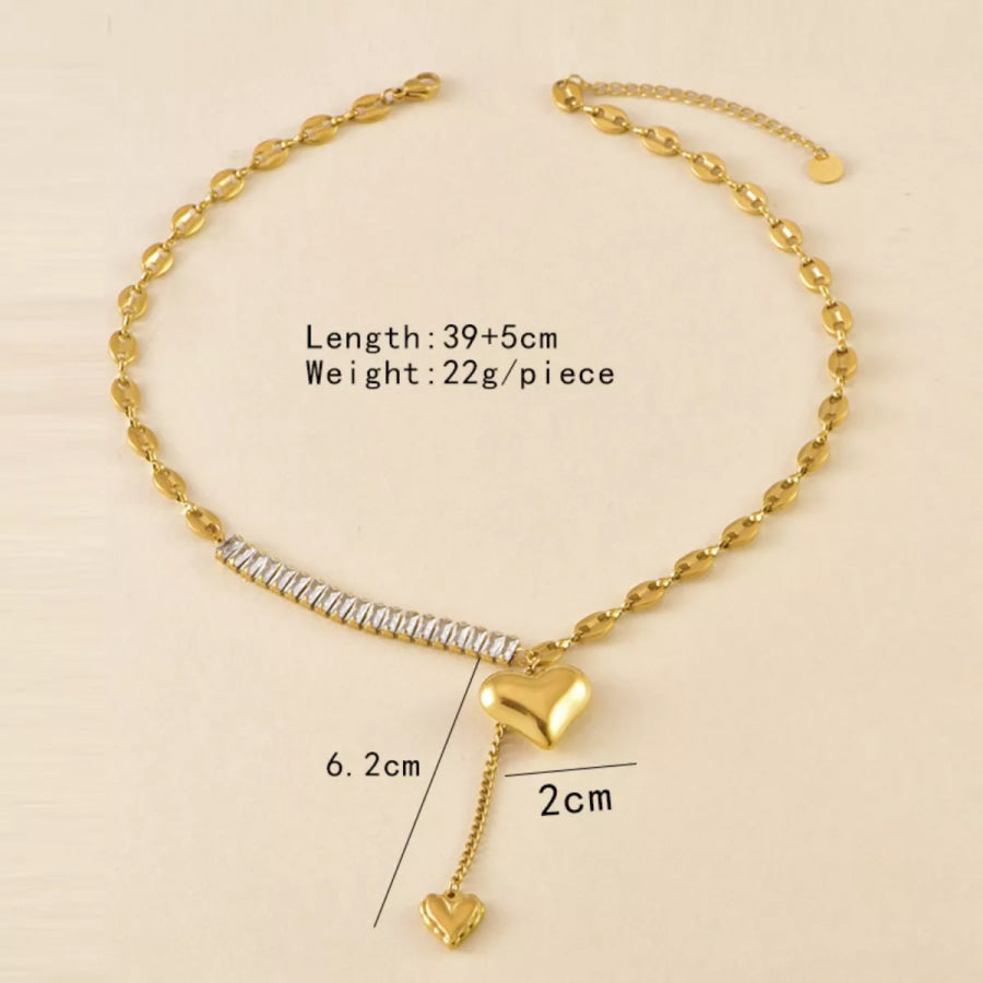 18K Gold-Plated Heart Necklace Gold / One Size Apparel and Accessories