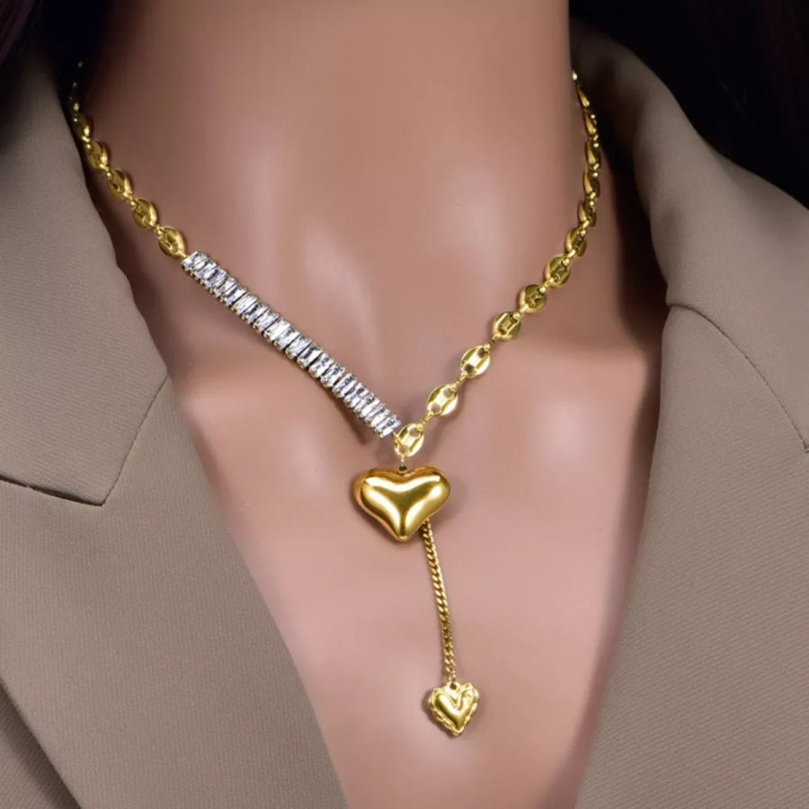 18K Gold-Plated Heart Necklace Gold / One Size Apparel and Accessories