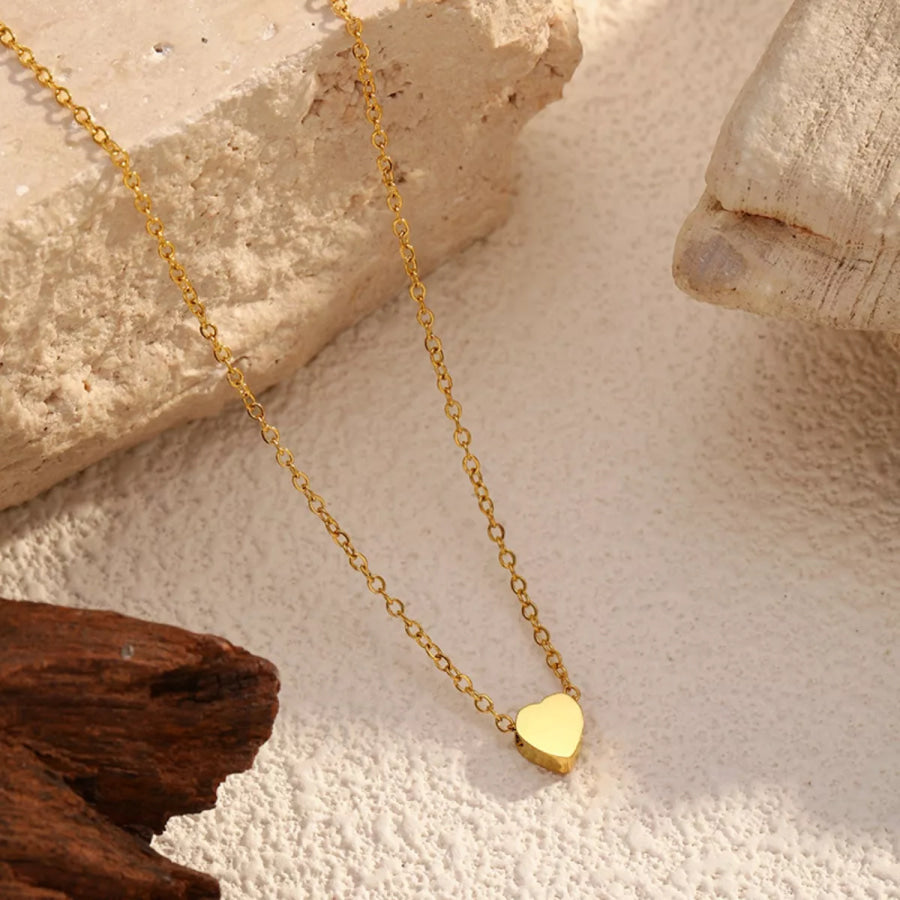 18K Gold-Plated Heart Pendant Necklace Gold / onesize Apparel and Accessories