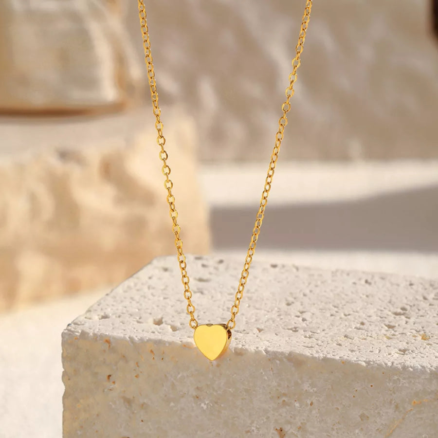 18K Gold-Plated Heart Pendant Necklace Gold / onesize Apparel and Accessories