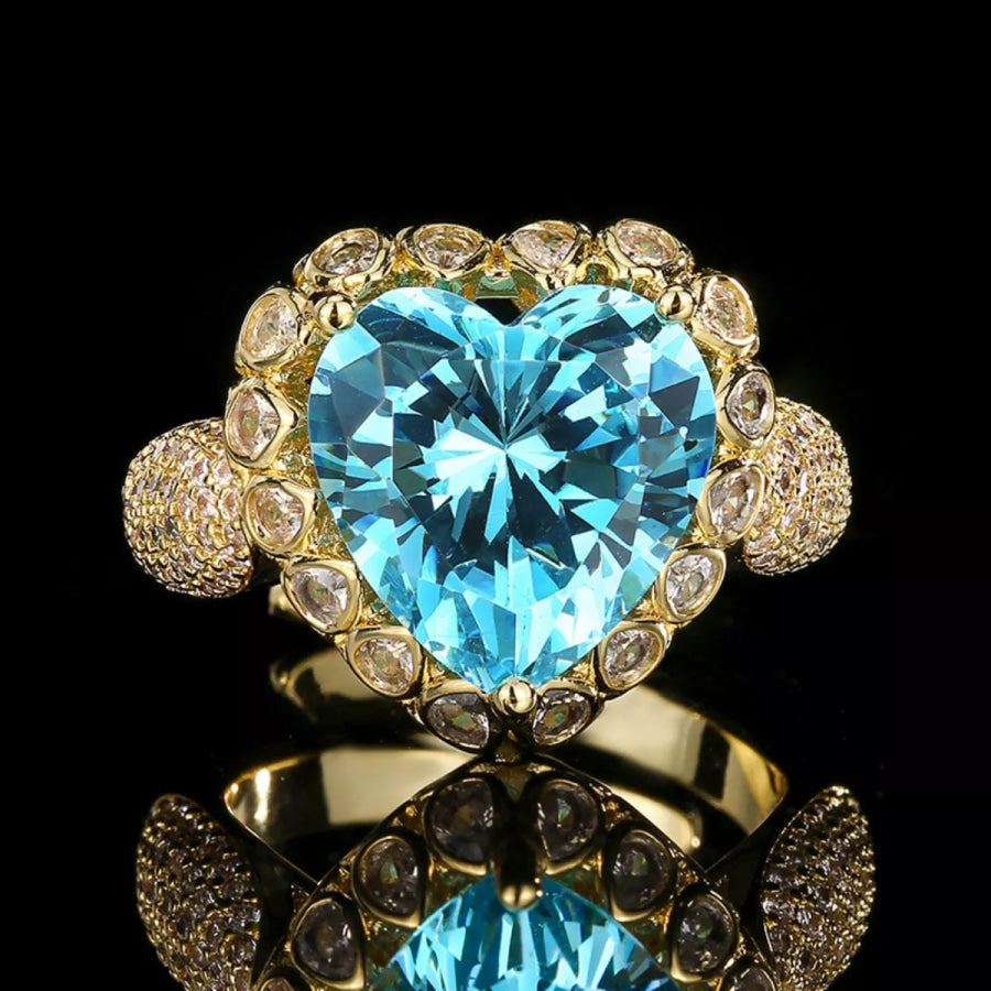 18K Gold-Plated Heart-Shaped Ring Gold / One Size Apparel and Accessories