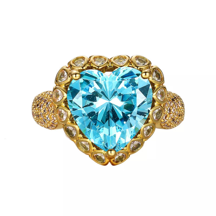 18K Gold-Plated Heart-Shaped Ring Gold / One Size Apparel and Accessories