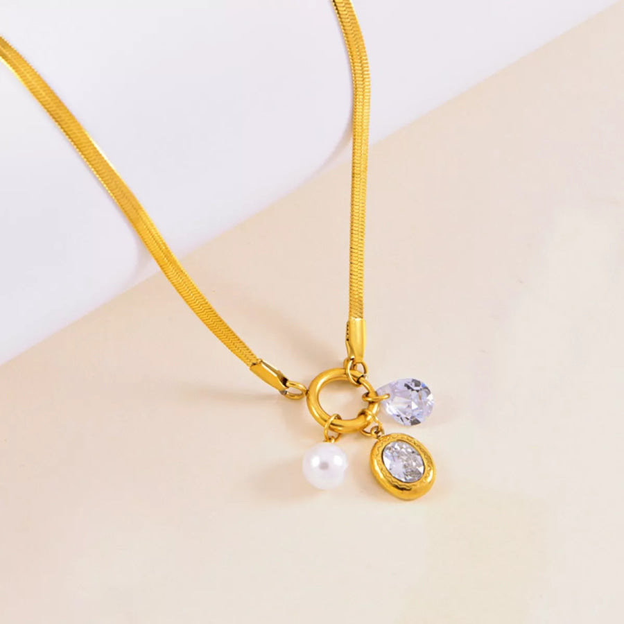18K Gold-Plated Herringbone Chain Necklace Gold / One Size Apparel and Accessories