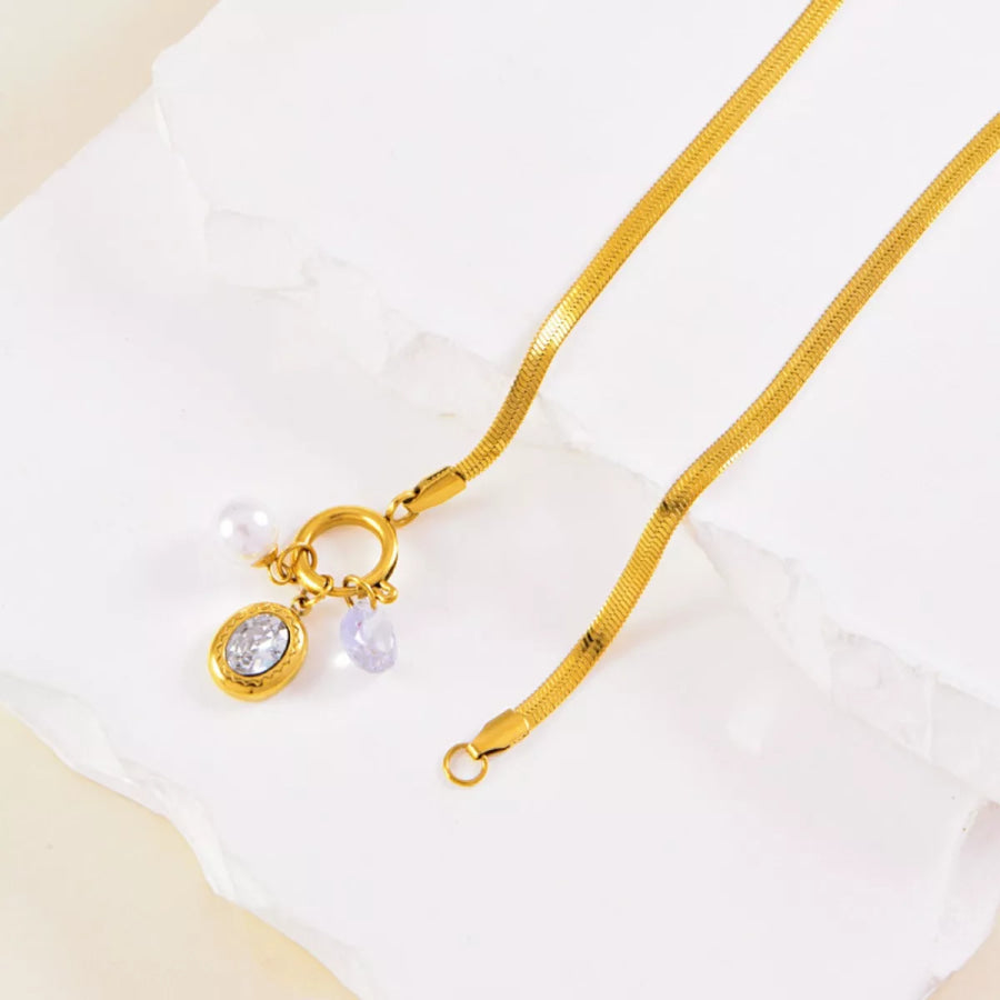 18K Gold-Plated Herringbone Chain Necklace Gold / One Size Apparel and Accessories