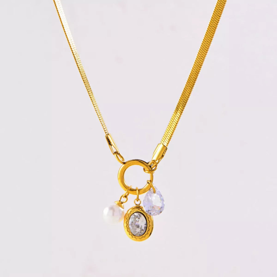 18K Gold-Plated Herringbone Chain Necklace Gold / One Size Apparel and Accessories