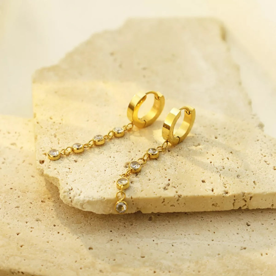 18K Gold-Plated Hoop Drop Earrings Gold / onesize Apparel and Accessories