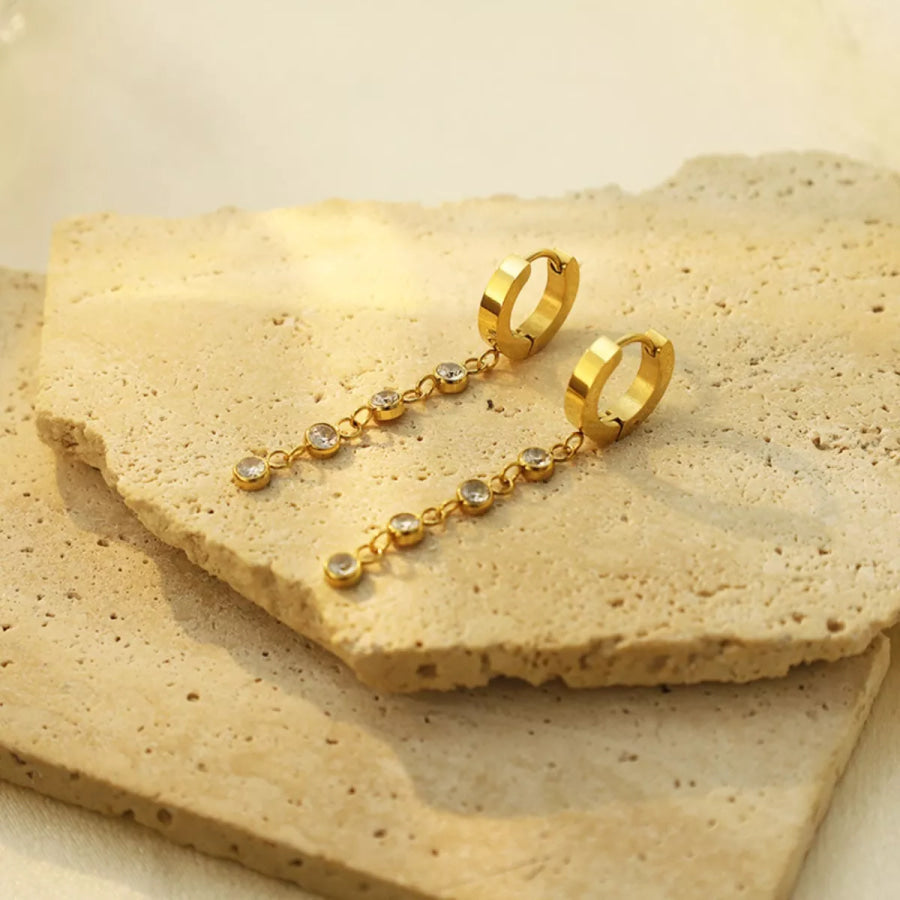 18K Gold-Plated Hoop Drop Earrings Gold / onesize Apparel and Accessories