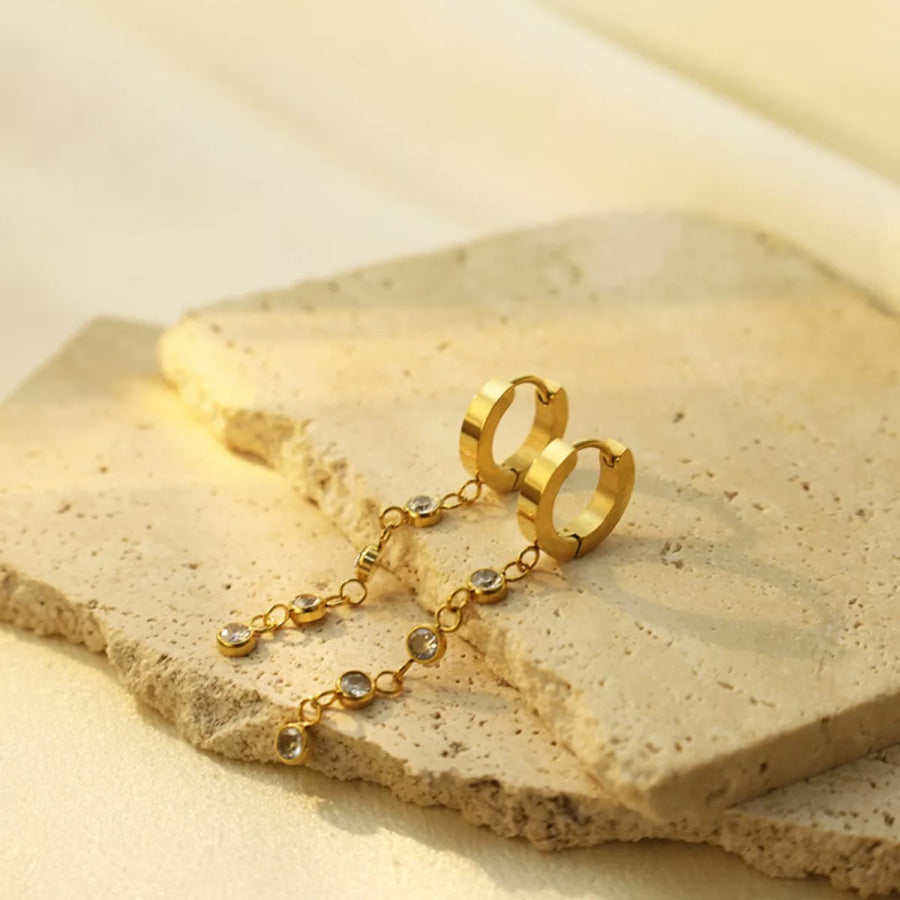 18K Gold-Plated Hoop Drop Earrings Gold / onesize Apparel and Accessories