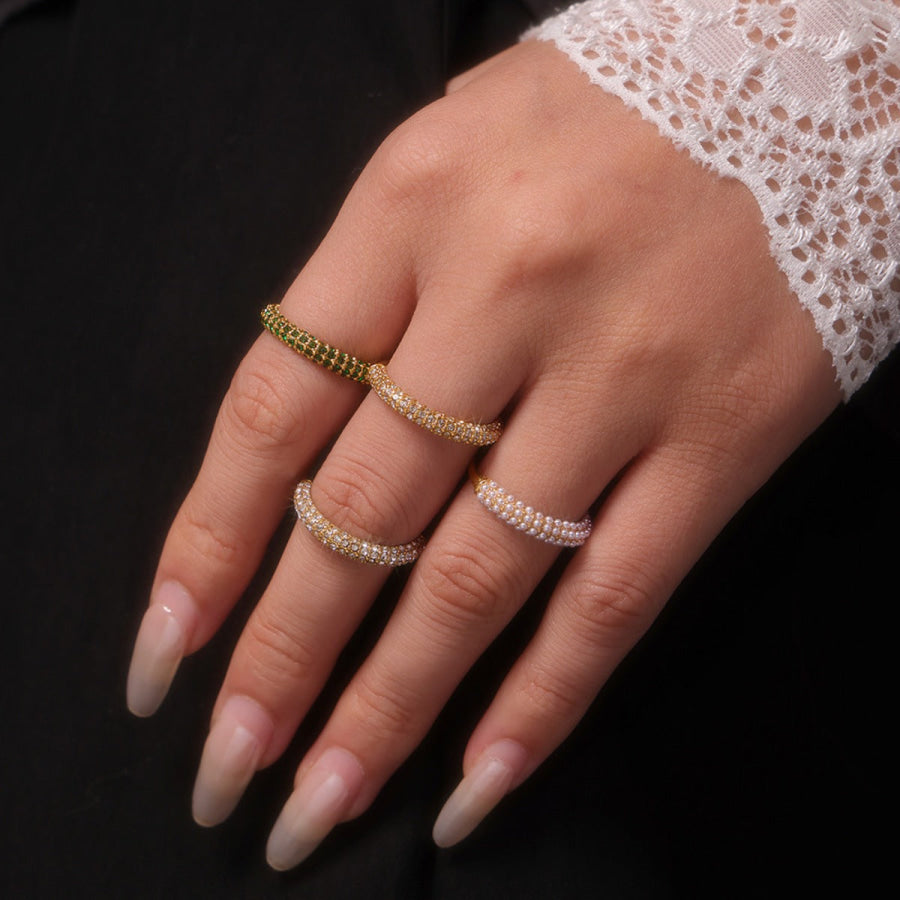 18K Gold-Plated Inlaid Zircon Ring Apparel and Accessories