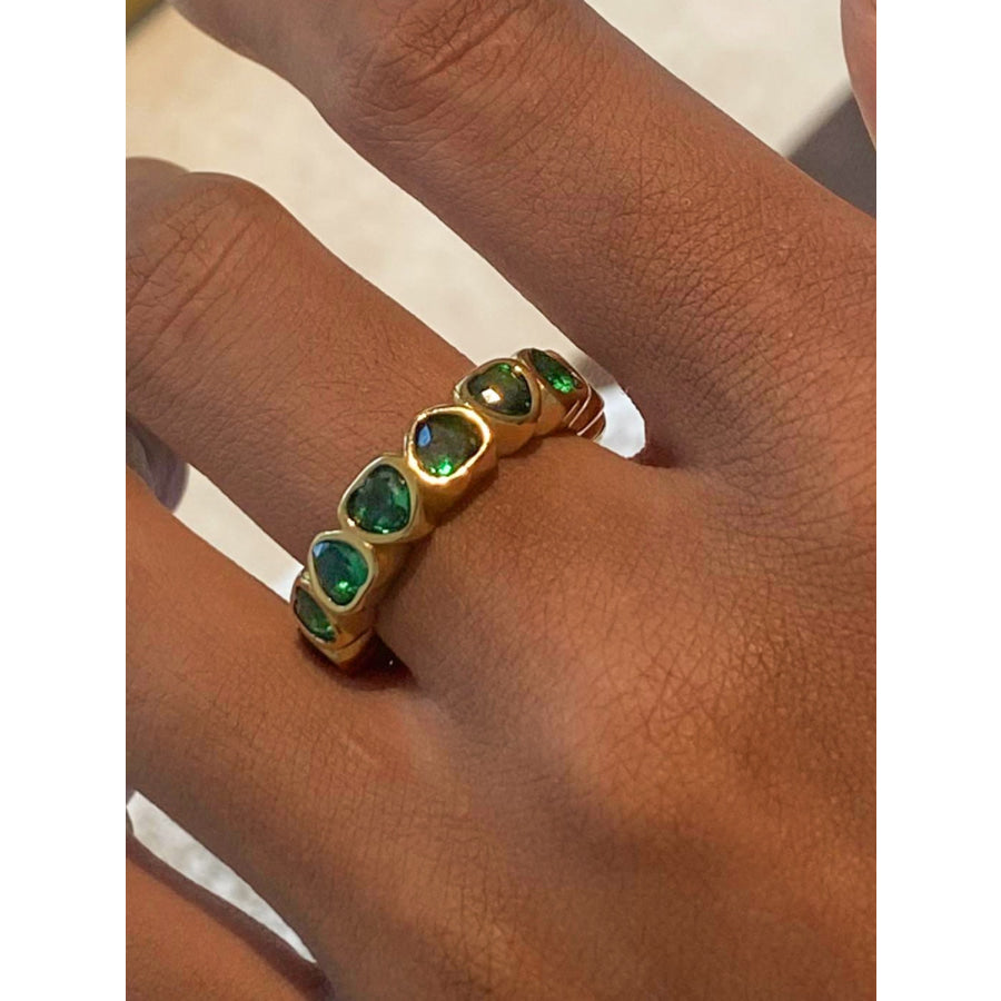 18K Gold-Plated Inlaid Zircon Ring Gold / 7 Apparel and Accessories