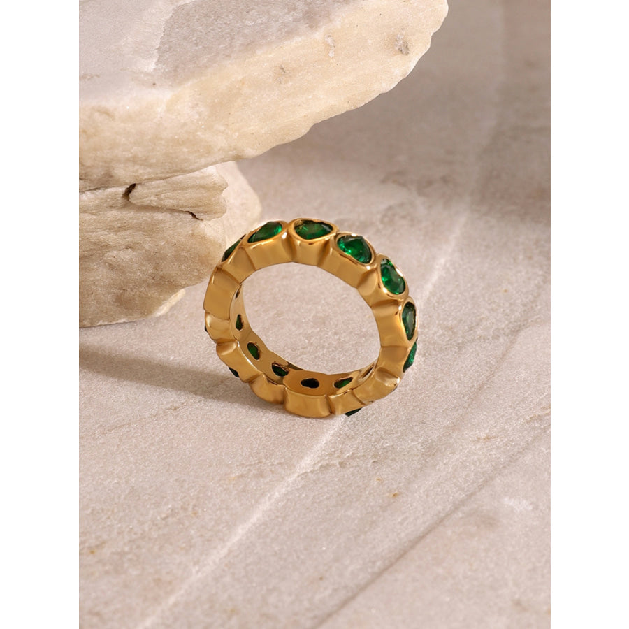 18K Gold-Plated Inlaid Zircon Ring Gold / 7 Apparel and Accessories