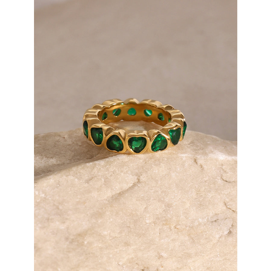 18K Gold-Plated Inlaid Zircon Ring Gold / 7 Apparel and Accessories