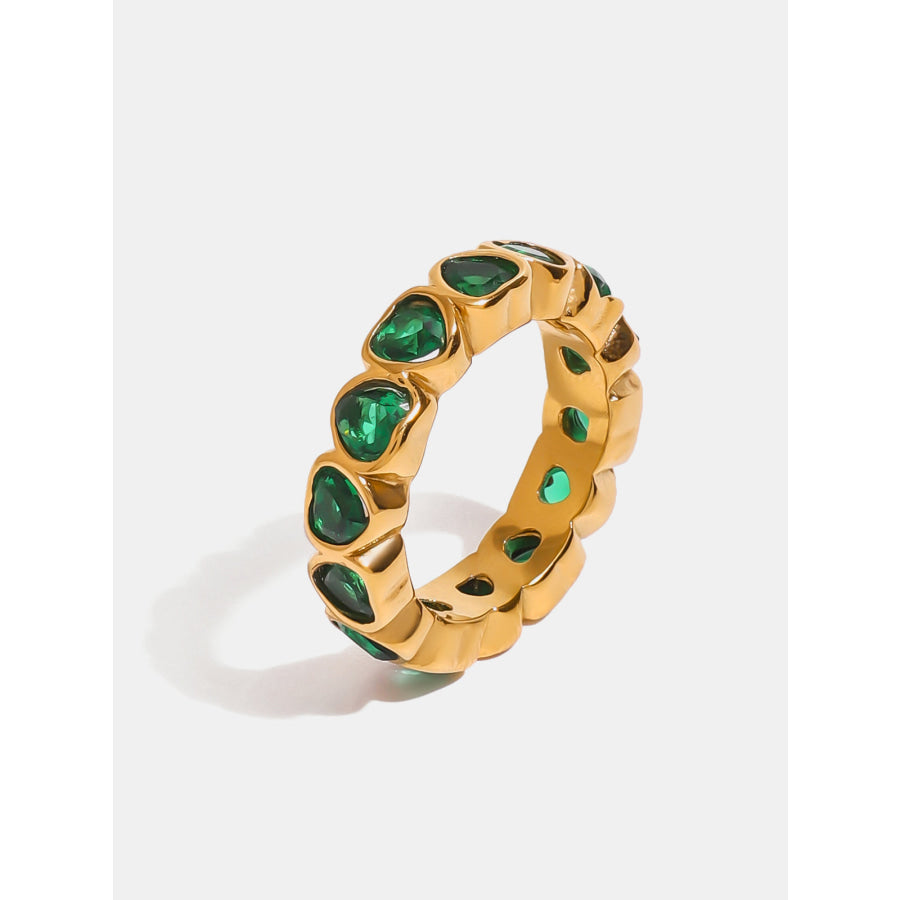 18K Gold-Plated Inlaid Zircon Ring Gold / 7 Apparel and Accessories