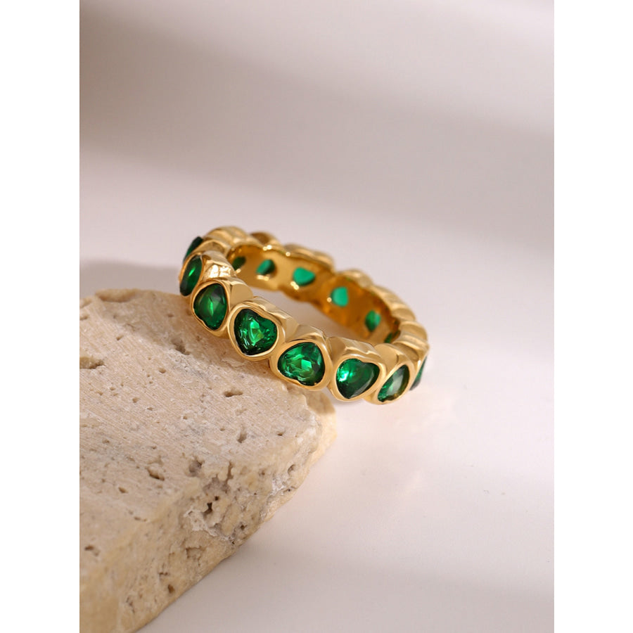 18K Gold-Plated Inlaid Zircon Ring Gold / 7 Apparel and Accessories