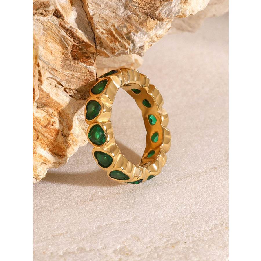 18K Gold-Plated Inlaid Zircon Ring Gold / 7 Apparel and Accessories