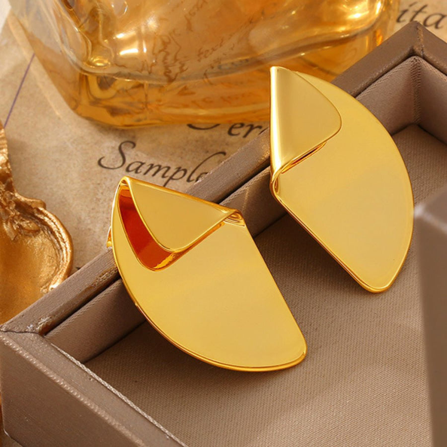 18K Gold-Plated Irregular Fan-Shaped Earrings Gold / One Size Apparel and Accessories