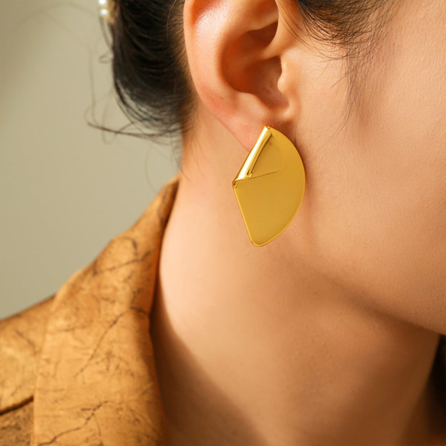 18K Gold-Plated Irregular Fan-Shaped Earrings Gold / One Size Apparel and Accessories