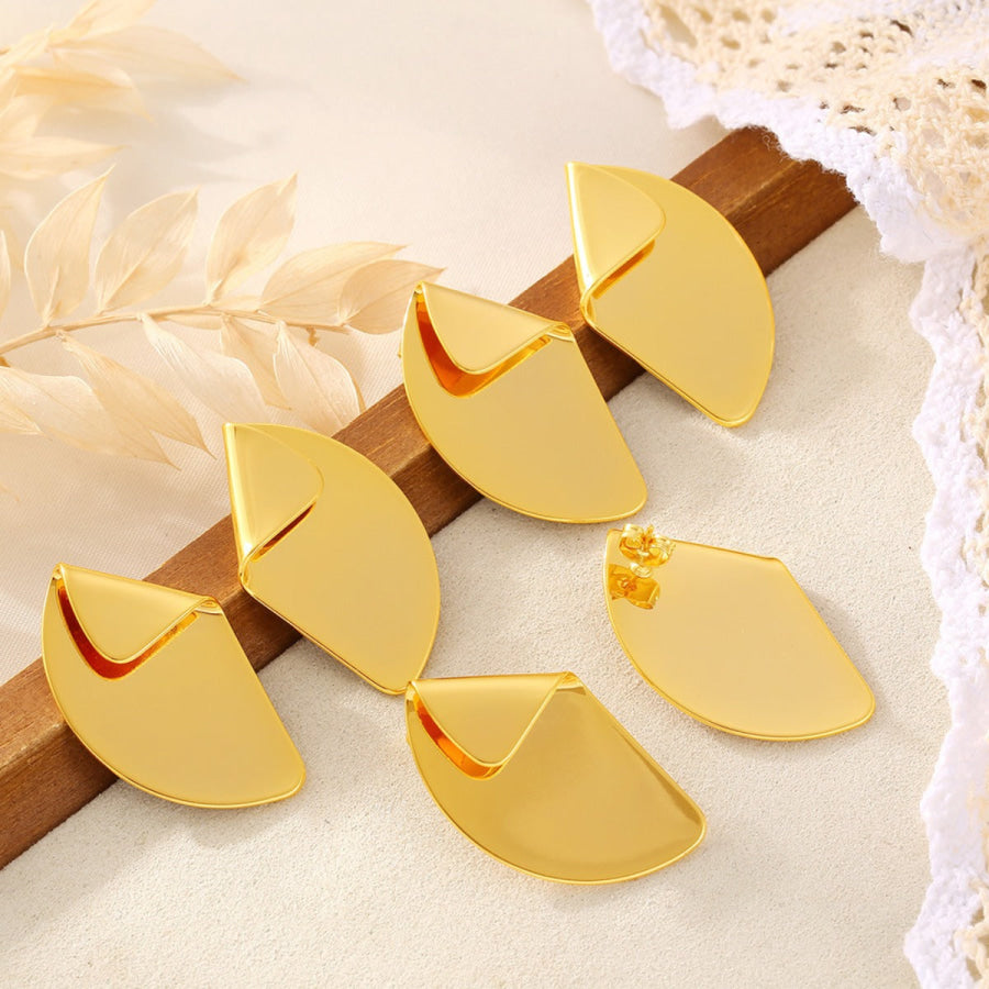 18K Gold-Plated Irregular Fan-Shaped Earrings Gold / One Size Apparel and Accessories