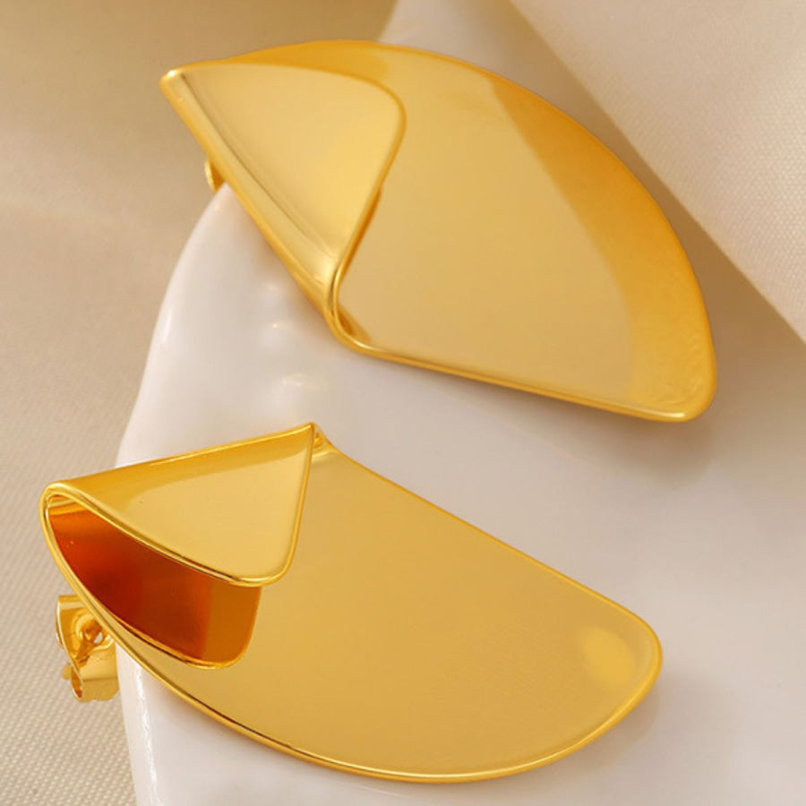 18K Gold-Plated Irregular Fan-Shaped Earrings Gold / One Size Apparel and Accessories