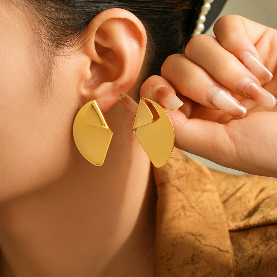 18K Gold-Plated Irregular Fan-Shaped Earrings Gold / One Size Apparel and Accessories